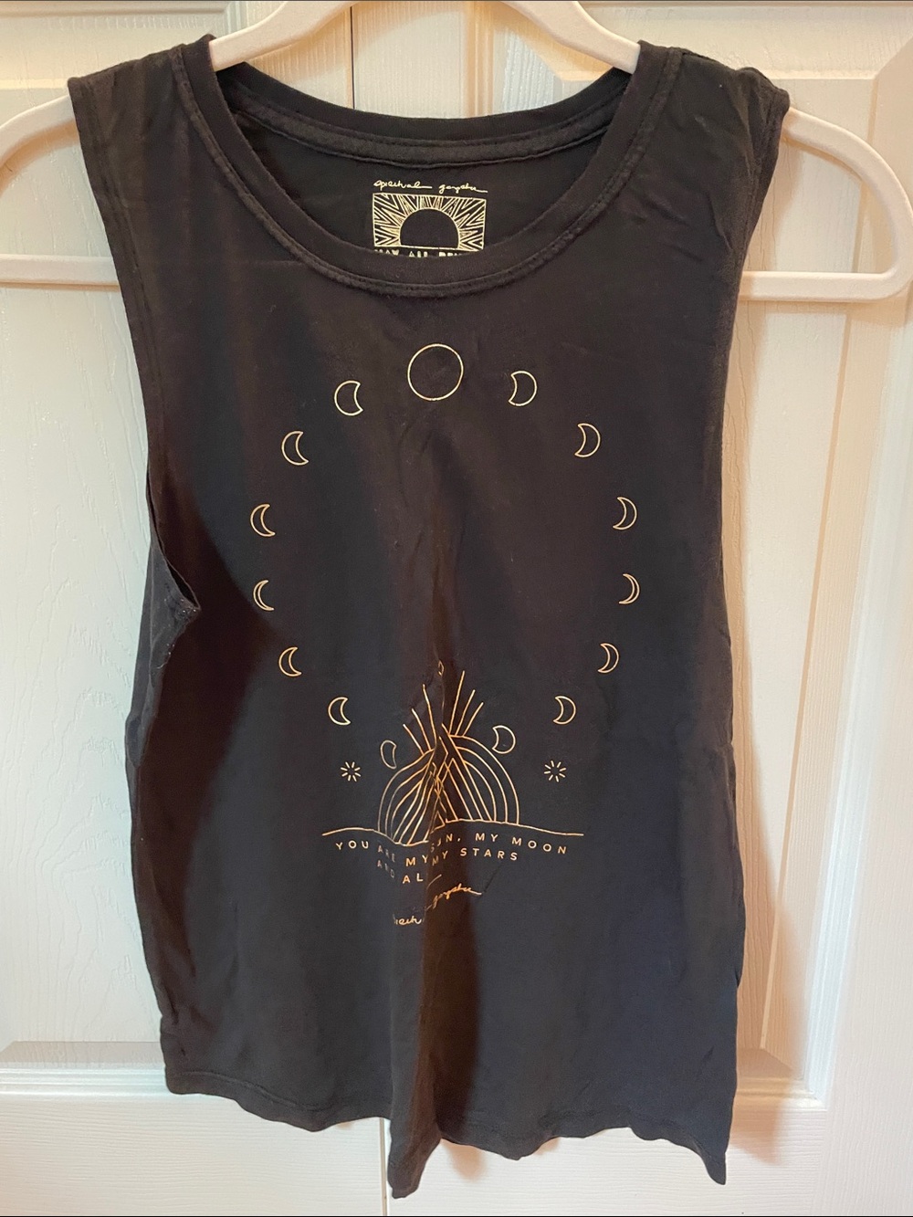 Spiritual Gangster Black Tank with Gold Moon Phase Graphic